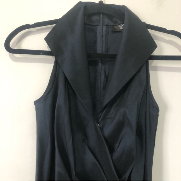 Tadashi Shoji Navy Taffeta Collard Sleeveless Cocktail Dress, size 4 - Picture 3 of 12
